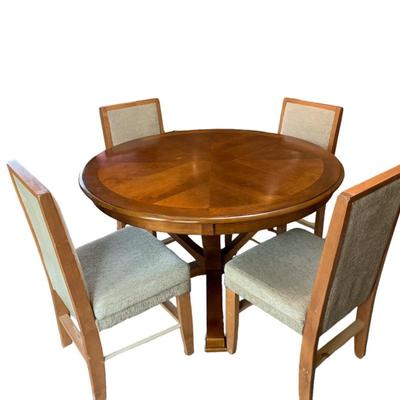 Lifestyle Enterprise Round Dining Table H 30 W 48         with 4  Fabric Chairs.          