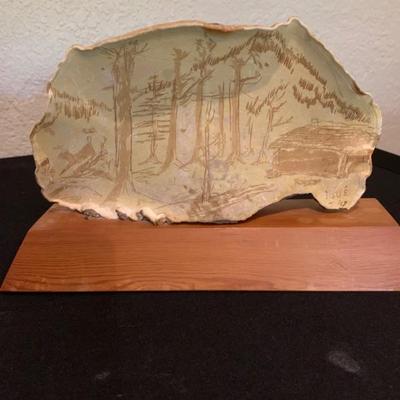 Vintage 1967 Signed. Hand Painted Appalachian Scene Mushroom 