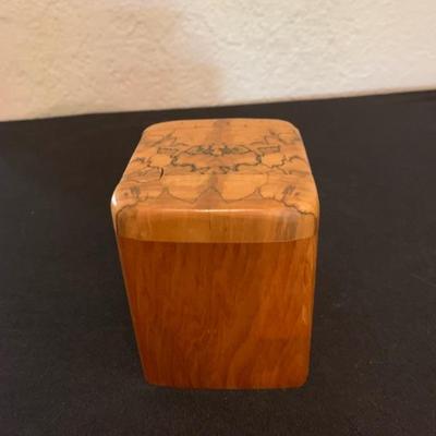 Signed Wooden Red Cypress Puzzle Box 