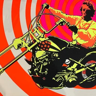 1970 Black Light Psychedelic 45â€ Pro Arts Inc. Medina iconic Easy Rider Poster.