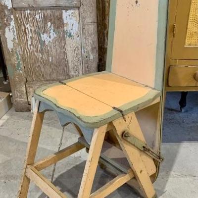 Unusual Arts & Crafts Fort Massac Co. convertible Bachelors Chair/Step Stool/Ironing Board