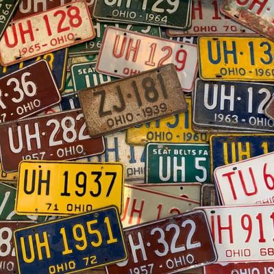 Vintage Ohio Automobile License Plates.