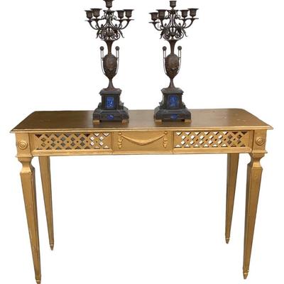 Vintage Florentine Italian made Hollywood Regency gilt Console Table.