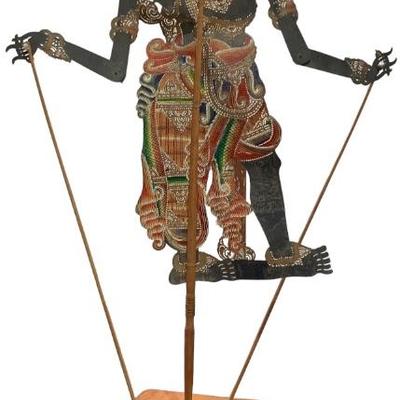 24†tall Balinese/Indonesian hand cut and painted hide Shadow Puppet.
