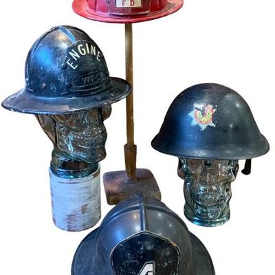 Antique to Vintage Fireman Helmets.