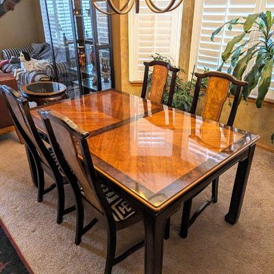 Asian Style Dining Table (62 x 40 x 29h) with Two 18