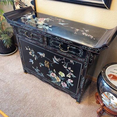 Chinese Hand Painted Lacquered Altar Cabinet 41w x 14d x 31h