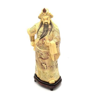Statue of Chinese General Guan Yu With Wooden Base, 17