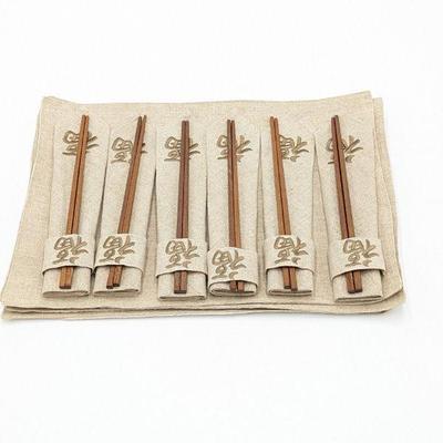 Six Person Place Setting - Placemats, Napkins, Napkin Rings and Chopsticks