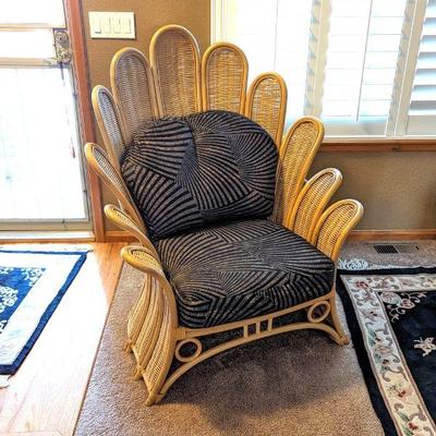  Rattan Palm Frond Lounge Chair - 38w x 35d x 46h