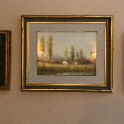 https://www.ebay.com/itm/126136698835 CV1053 SET OF 3 PAINTINGS, COUNTRYSIDE & WOODED PATH BY TARSI, MATTED & FRAMED