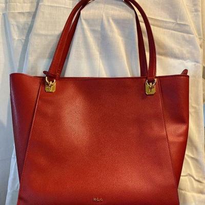 https://www.ebay.com/itm/115946815585 CV1074 LARGE RED LEATHER RALPH LAUREN TOTE PURSE BAG