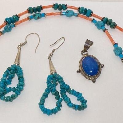 https://www.ebay.com/itm/115947211595 CV1094 LOT OF BLUE STONE JEWELRY, 5 PC INCL CHARM, EARRINGS AND BRACELETS