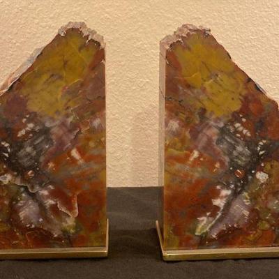 https://www.ebay.com/itm/115942043265 CV1040 PAIR OF AGATE STONE BOOK ENDS SET IN BRASS BY GIBSONS OF THE GREENBRIER
