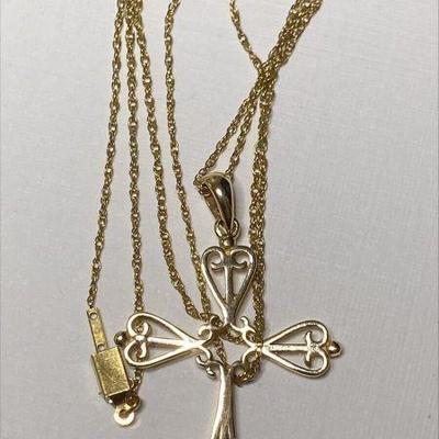 https://www.ebay.com/itm/115947727255 CV1134 14K GOLD CHIAN WITH ORNATE CROSS