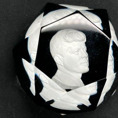Baccarat John F. Kennedy Crystal Paperweight