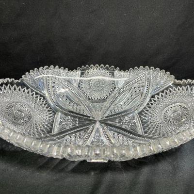 American Brilliant Cut Crystal Oval Bowl