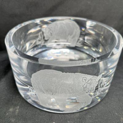 Signed Coyle Etched Bear Bowl