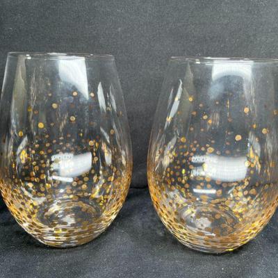 & Floyd Gold Confetti Stemless Wine Glasses
