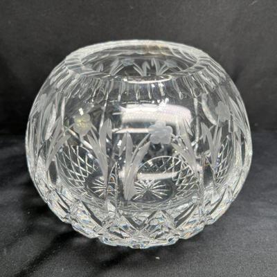 Yugoslavian Cut Crystal Rose Bowl