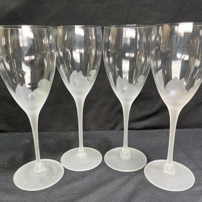 Crystal "Dove & Leaf" Etched Wine Glasses
