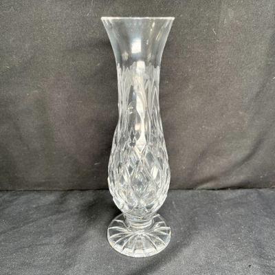  Lead Crystal Floral Etched Bud Vase