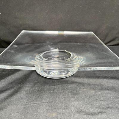 American Cut Crystal Square Pedestal Cake Plate