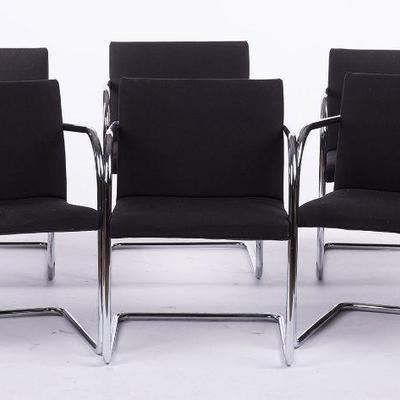 102. SET OF 6 MILES VAN DER ROHE STYLE CHAIRS (WITH TABLE)