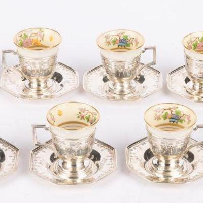 29. 8 STERLING SILVER LENOX LINED DEMITASSE CUPS AND SAUCERS