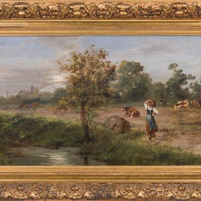 36. 19TH CENTURY PASTORAL SCENE WITH COWS SIGNED BARTHELEMY 
27