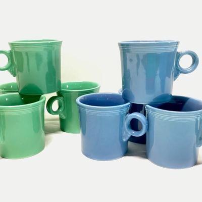 JURC920 Fiestaware Mugs	8 Fiestaware, USA mugs 4 green 4 blue
