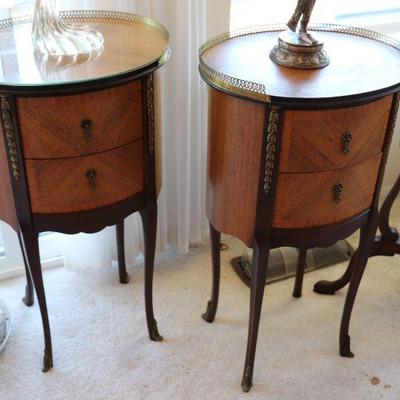 Antique wood accent side tables
