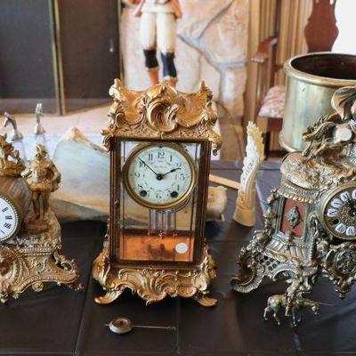 Antique gilded mantel clocks