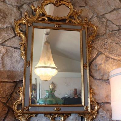 Incredible antique gilded mirror in the style of French King Louis XV