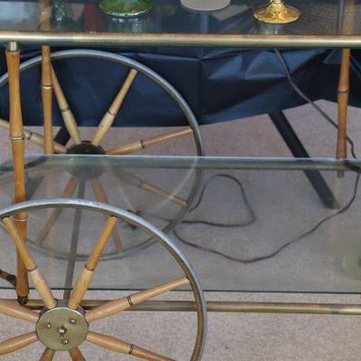 Antique faux bamboo and brass bar cart. 