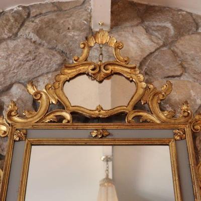 Incredible antique gilded mirror in the style of French King Louis XV