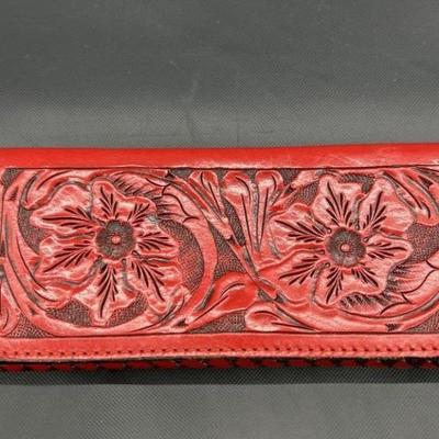 Red & Black Tooled Leather Wallet
