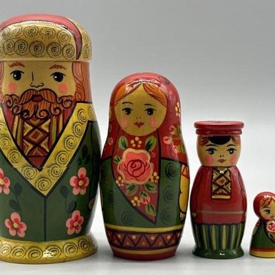 (4) Matryoshka Set of 4 Nesting Dolls, Russia