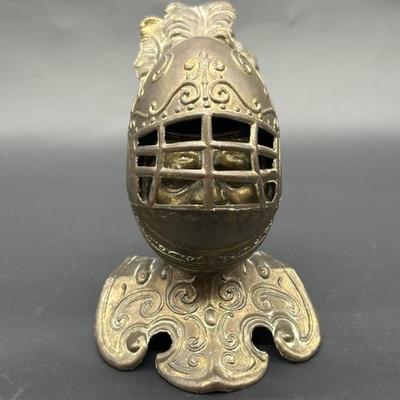Vintage Bronzed Metal Novelty Inkwell, Knight