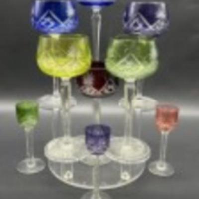 Multi-Color Cut to Clear Bohemian Glass Stems