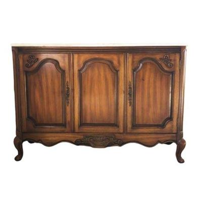 Lot 155 
Carved Wood Sideboard with Marble Top