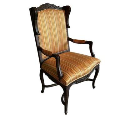Lot 081  Antique Upholstered Mahogany Chair