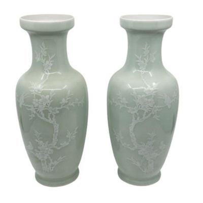 Lot 056  
Chinese Ceylon Style Vases, Pair