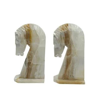 Lot 001 
Carved Marble Horse Bookends