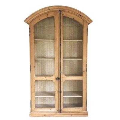 Lot 002-245  
Pine French Wire Front Two-Door Display Cabinet with Arched Top