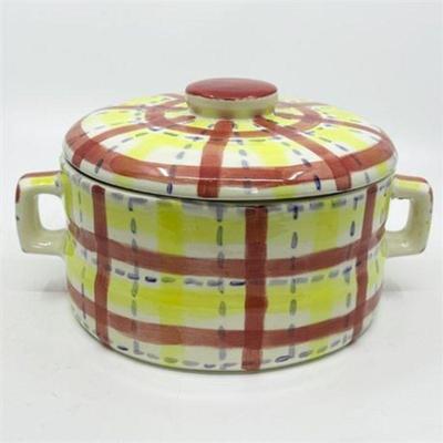 Lot 133 
Vintage Hand Painted Ceramic Jar with Lid, by Carrie Wroot
