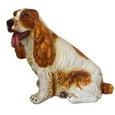 Lot 252  
Italian Glazed Pottery Cocker Spaniel Dog Statue, Large