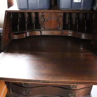 Antique wood desk cabinet