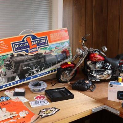 Vintage toys incl Lionel Trains and Harley Davidson motorcycle