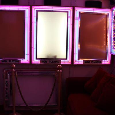 Vintage Neon Announcement Signs in Pink and Purple